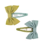 Gco2064 Grech & Co Fable Bow 2pack Hairclip Chartreuse Sky Blue 1