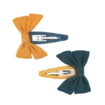 Gco2064 Grech & Co Fable Bow 2pack Hairclip Tuscany Desert Teal 1